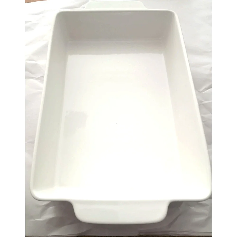 Sur La Table Le Marais 13'' Fine Ceramic Rectangular Baker Dish - White/Green